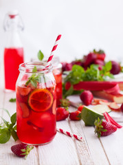 strawberry,lime and rhubarb lemonade