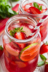 strawberry,lime and rhubarb lemonade