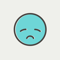 Sad face thin line icon
