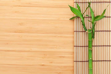 Papier Peint photo Lavable Bambou Bamboo plant and mat