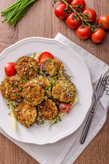 Fried zucchini bread wrapped in herb crust