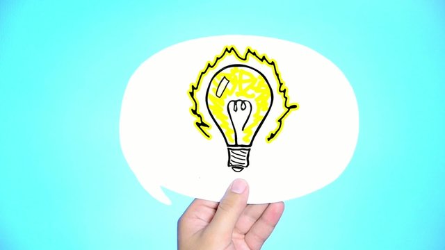 Speech bubble with light bulb idea concept. 