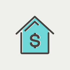 House mortgage thin line icon