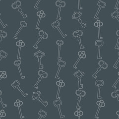 Seamless colorful background made of  keys in linear design