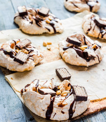 meringue with chocolate and caramel, sweet dessert