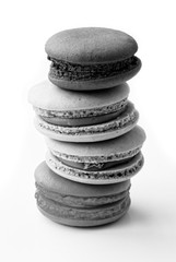 Fototapeta na wymiar black and white macarons with vintage pastel filtered