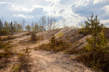 Fototapeta na wymiar Abandoned mine - damaged landscape after mining.