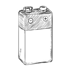 Vector Sketch 9v Krona Battery