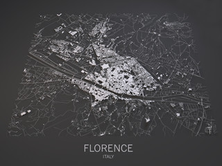 Cartina di Firenze, Italia, vista satellitare, mappa in 3d