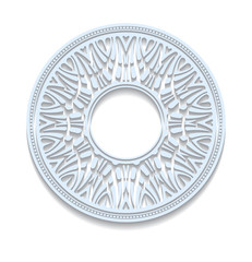 Circle lace ornament, round ornamental geometric doily pattern.