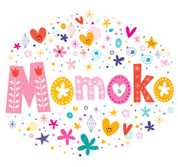 Momoko girls name decorative lettering type design