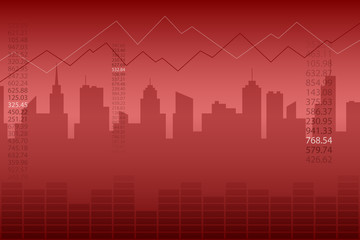 Abstract background city graph red vector