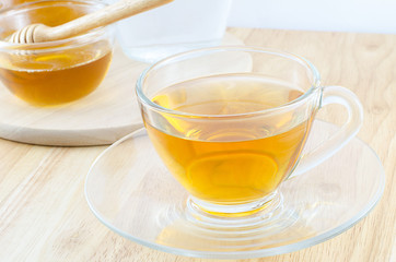 A cup of tea with honey