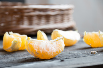 Sliced orange fruit segments