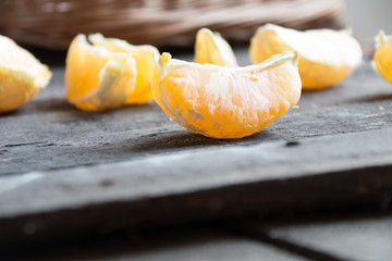 Sliced orange fruit segments