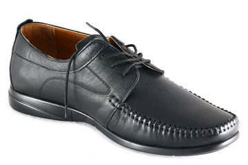 The black man's shoes on white background.