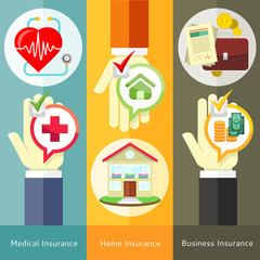 House , business, medical and health insurance