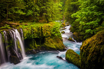 Naklejka premium View of Spirit Falls on the Little White Salmon River in the Col