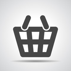 black flat shopping basket pictogram on a grey background