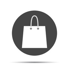 black flat shopping bag icon - vector illustration