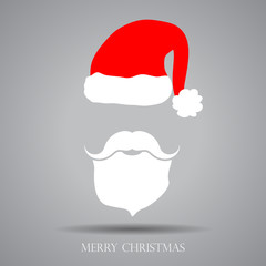 Santa Claus face on grey, vector illustration