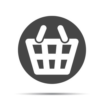 black flat shopping basket pictogram on a white background