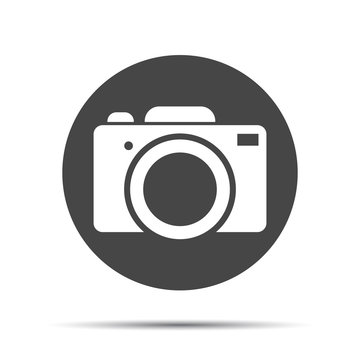 flat photo camera icon - vector illustration