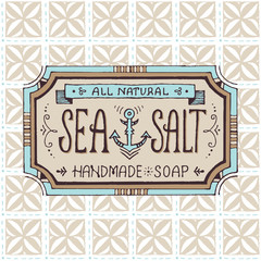 Hand drawn label and pattern for handmade soap bar