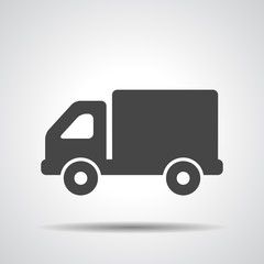 flat truck icon button on a grey background