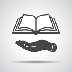 flat hand giving the book icon - vector illustration