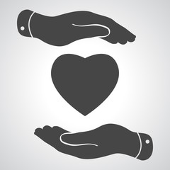 two hands hands with heart icon, vector illustration