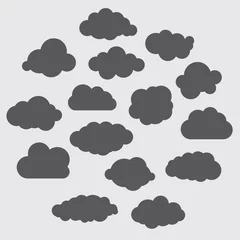 Zelfklevend Fotobehang vector illustration of black clouds collection © sommersby