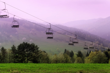 Chairlift in the mountains, Poland