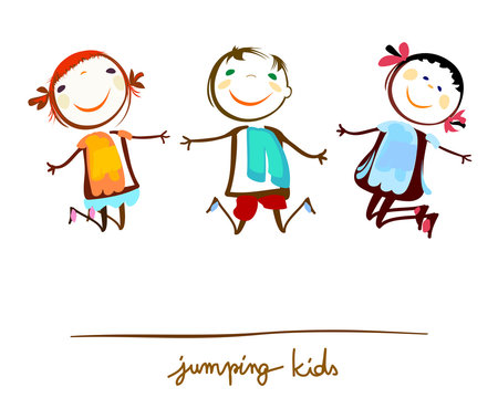 happy kids jumping
