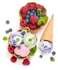 Ice cream in a wafer, top view