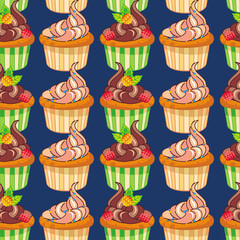 Seamless pattern with muffins