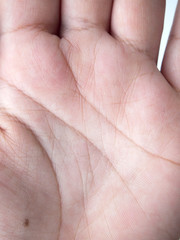 Detailed view of hand palm