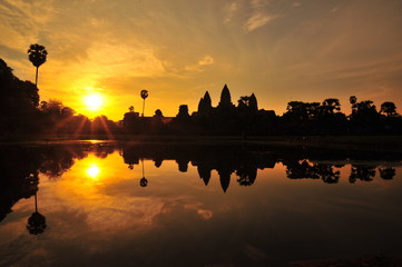 Fototapeta na wymiar Angkor Wat Temple at Sunrise Backgrounds