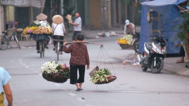 Life of vietnamese florist vendor