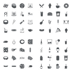 sushi, fast food, cheeses and sausages, liquid container