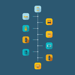 Flat concept, set modern design with shadow