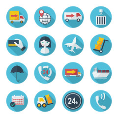 Flat concept, set modern design with shadow icons delivery
