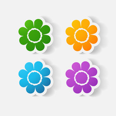 Realistic paper sticker: flowers. camomile