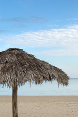 Fototapeta na wymiar Coconut Hut on a Beach in Varadero Cuba