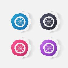 Realistic paper sticker: flowers. camomile