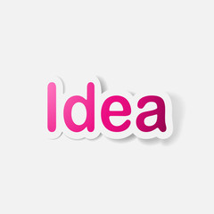 Paper clipped sticker: word idea