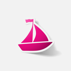 Paper clipped sticker: sailing ship