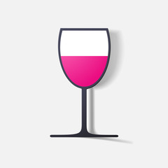 Paper clipped sticker: glass with liquid