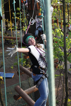 Girl with climber equipment