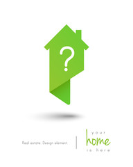 Real estate house logo with a question mark as search symbol
